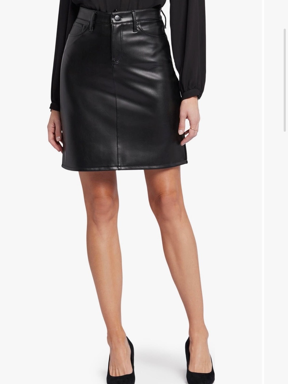 NYDJ Black Sculpt-HerFive Faux Leather Mini Skirt